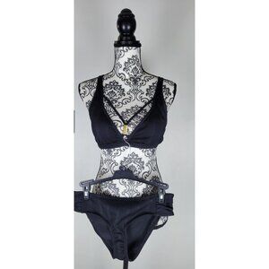 ATHENA WOMEN'S TOP/BOTTOM 2PC SWIM SUIT BLACK  Sz-MEDIUM BIKINI SET